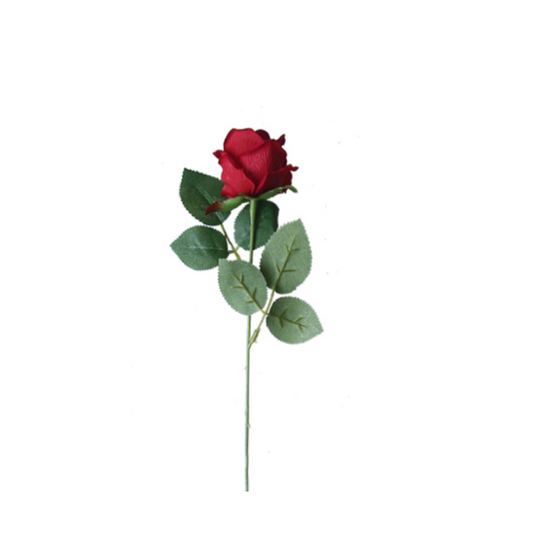 Artificial Lint Single Rose with Leaf