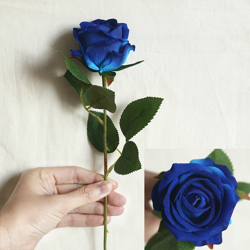 Artificial Lint Single Rose with Leaf