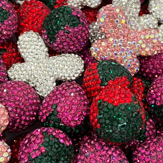 【Rhinestone Beads】Strawberry & Butterfly