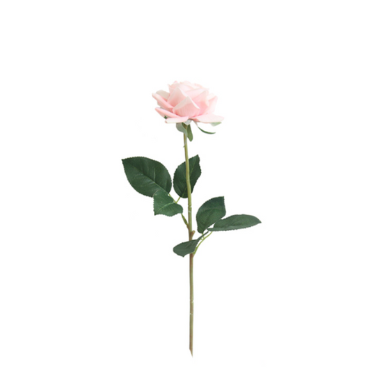 Artificial Single Fabric Rose with Leaf