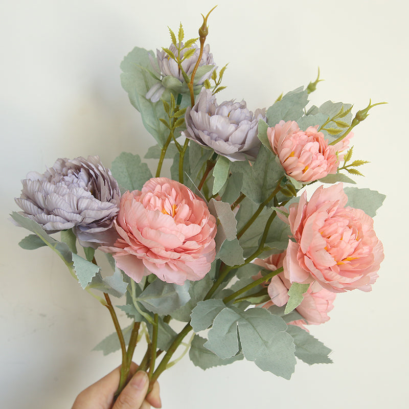 Real Touch three Peony Flowers