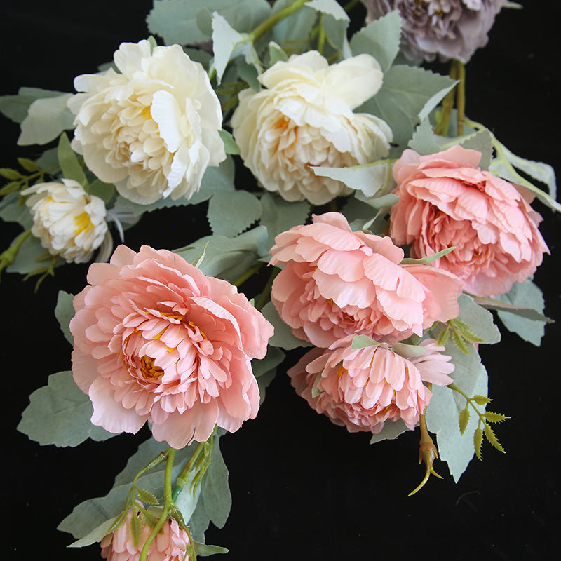 Real Touch three Peony Flowers